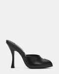 JULES Black Leather Peep Toe Mule Women's Heel | Steve Madden
