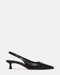 KATHY Black Leather Slingback Pointed-Toe Women's Kitten Heel | Steve Madden