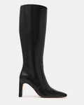 LOVELIES Black Leather Square-Toe Knee-High Women's Boot | Steve Madden