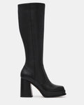 ODELIA Black Leather Square-Toe Knee-High Platform Women's Boot | Steve Madden