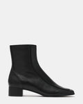PAULIE Black Leather Square-Toe Block Heel Women's Ankle Boot | Steve Madden