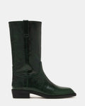 PRIMO Dark Green Leather Square-Toe Women's Boot | Steve Madden