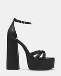 RETRO Black Leather Open-Toe Block Heel Platform Women's Heel | Steve Madden