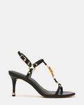 RONDA Black Bamboo Gold Detail Studs Women's Heel | Steve Madden