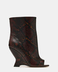 RYLIX Brown Snake Wedge Peep-Toe Women's Ankle Boot | Steve Madden