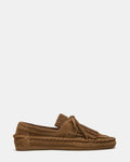 SAMUAL Chestnut Suede Fringe Boat Women's Loafer | Steve Madden