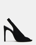 SASHA Black Suede Peep-Toe Stiletto PVC Strap Women's Heel | Steve Madden