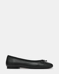 SELMA Black Leather Bow Women's Ballet Flat | Steve Madden