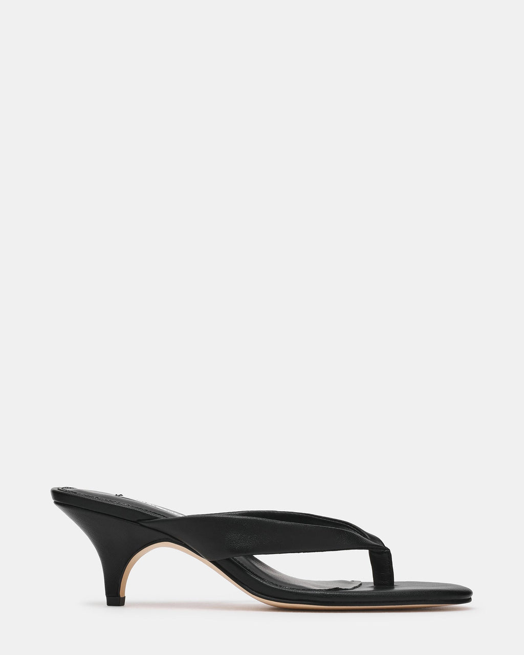 SKY Black Leather Thong Women's Kitten Heel | Steve Madden