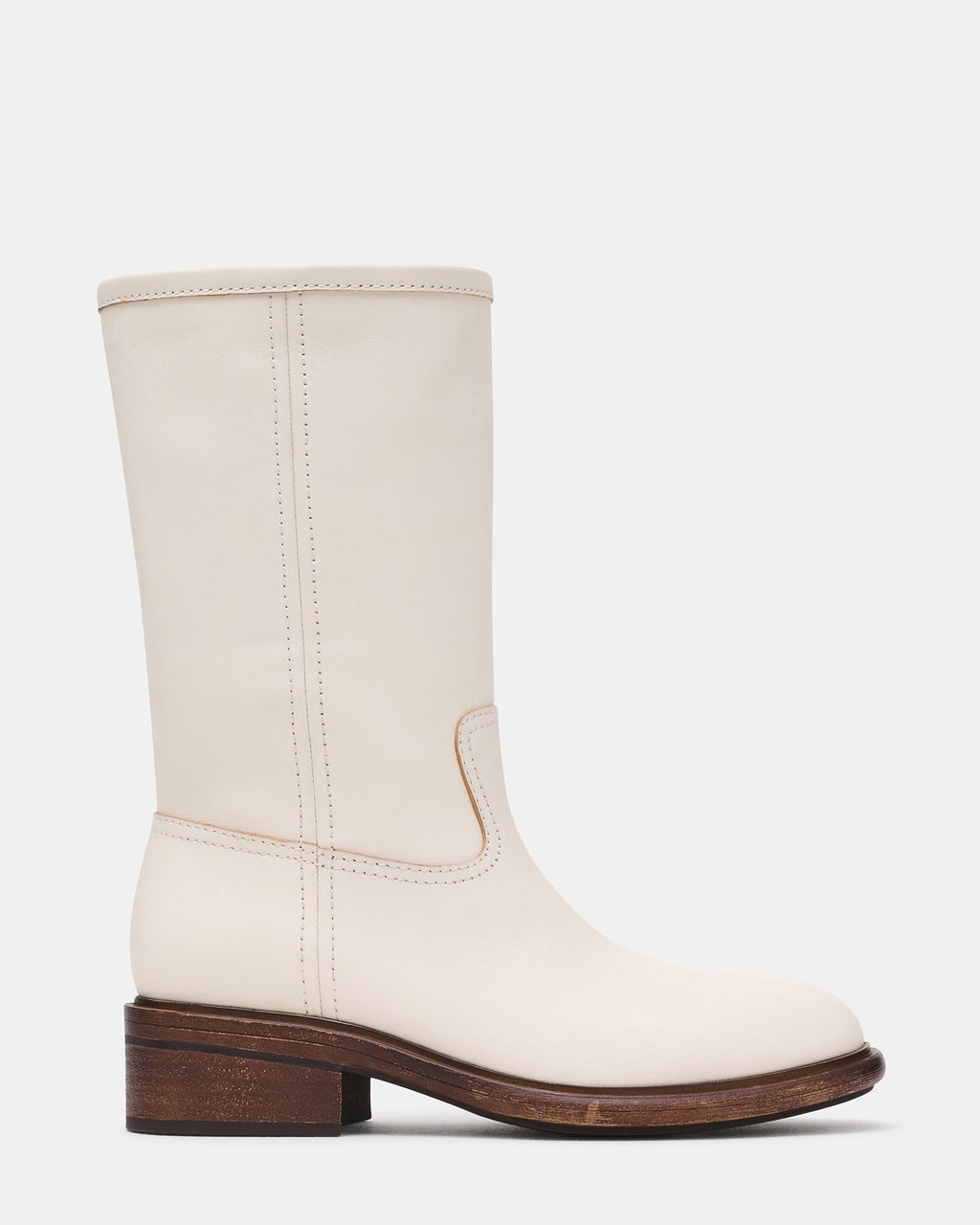 STRAY White Leather Round-Toe Women's Boot | Steve Madden