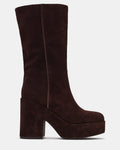 TITAN Brown Suede Platform Block Heel Fold-Over Women's Boot | Steve Madden