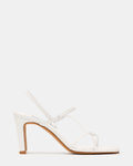 VINETIA White Leather Strappy Square-Toe Women's Block Heel | Steve Madden