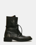 YUKON Black Distressed Lace-Up Moto Combat Women's Ankle Boot | Steve Madden