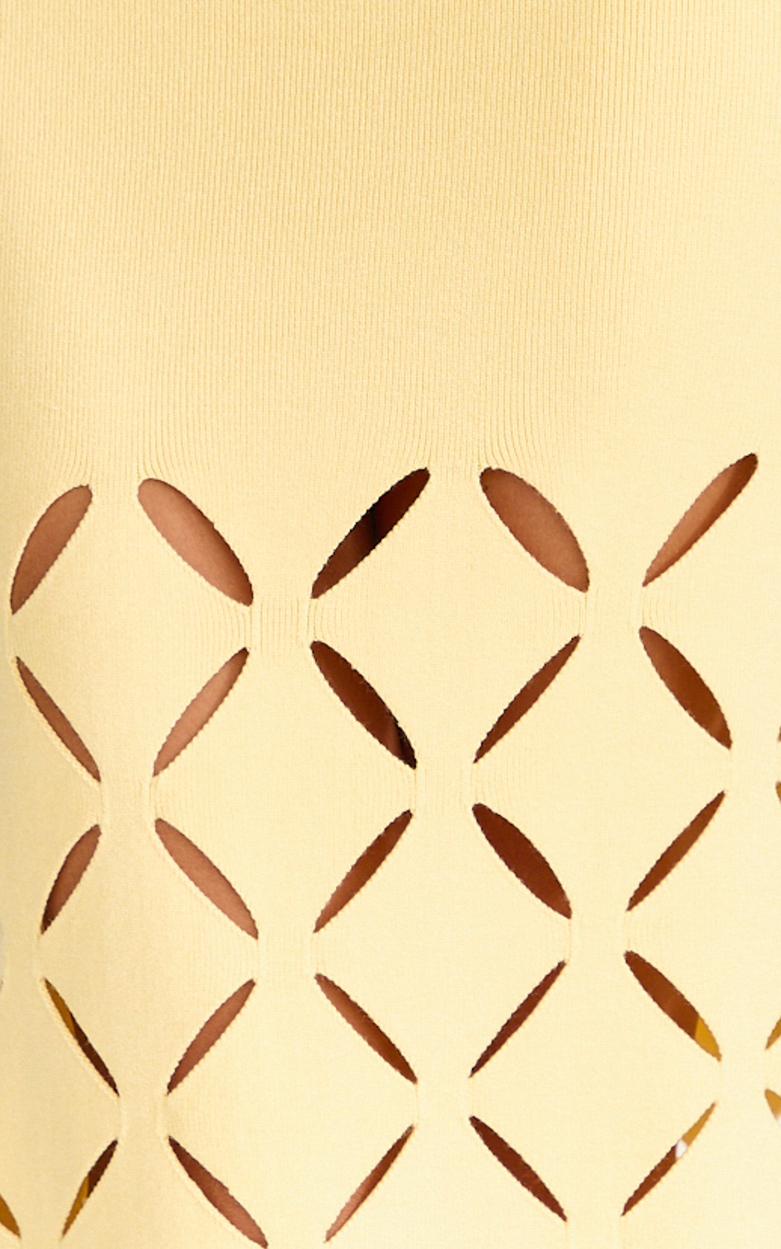 Sabrina Midi Dress - Scoop Neck Laser Cut Dress in Lemon