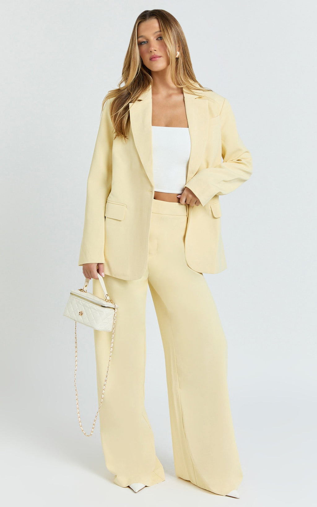 Selena Blazer - Oversized Single Breasted Blazer in Lemon