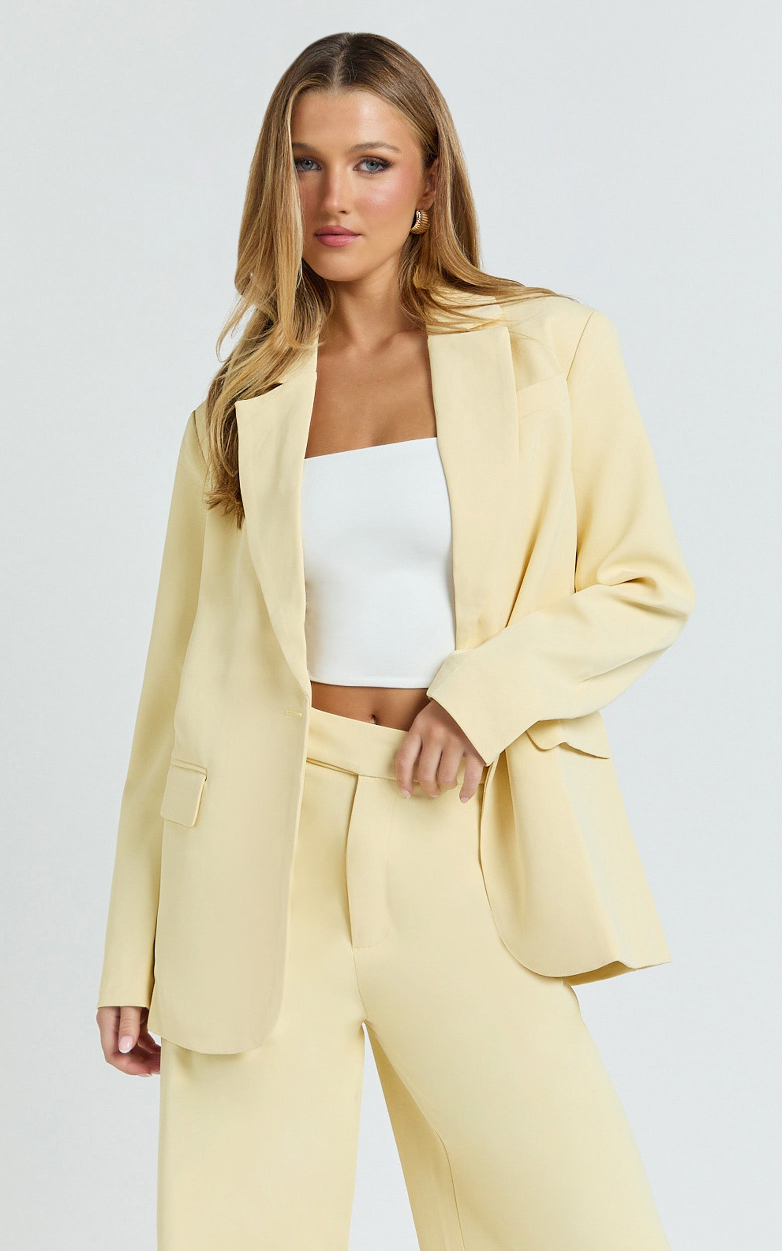 Selena Blazer - Oversized Single Breasted Blazer in Lemon