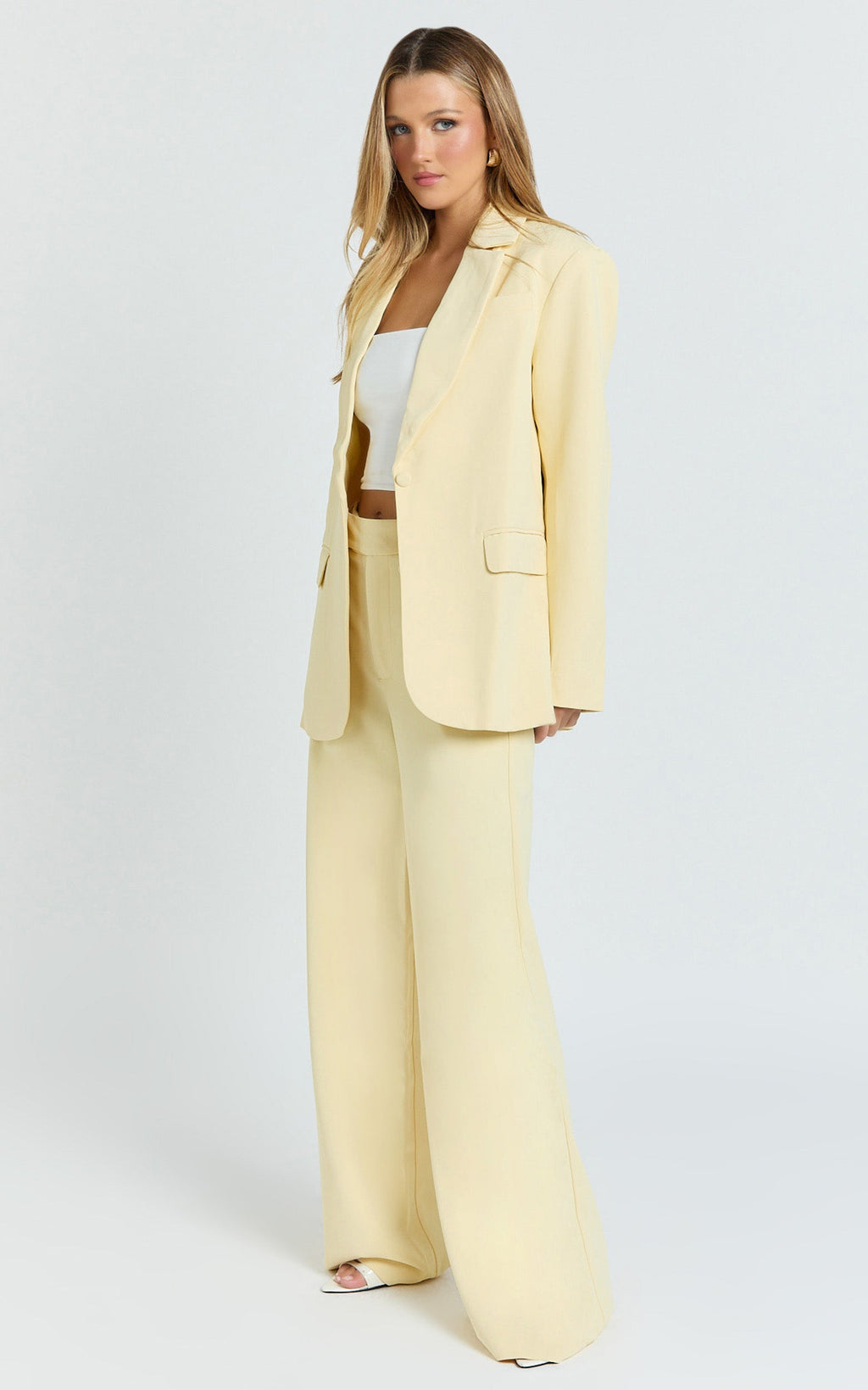 Selena Blazer - Oversized Single Breasted Blazer in Lemon