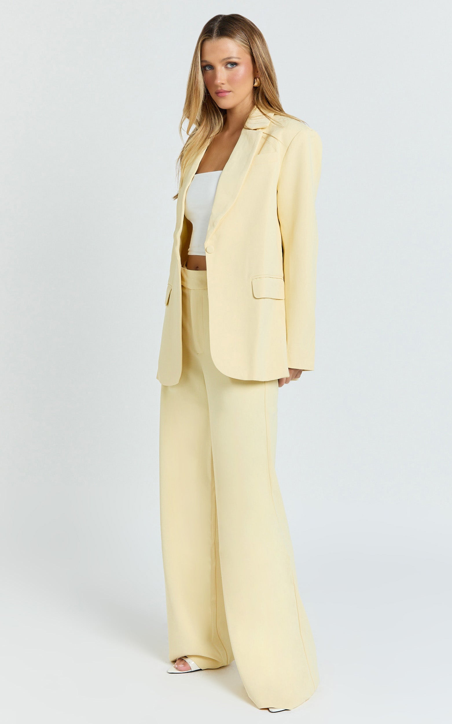 Selena Blazer - Oversized Single Breasted Blazer in Lemon