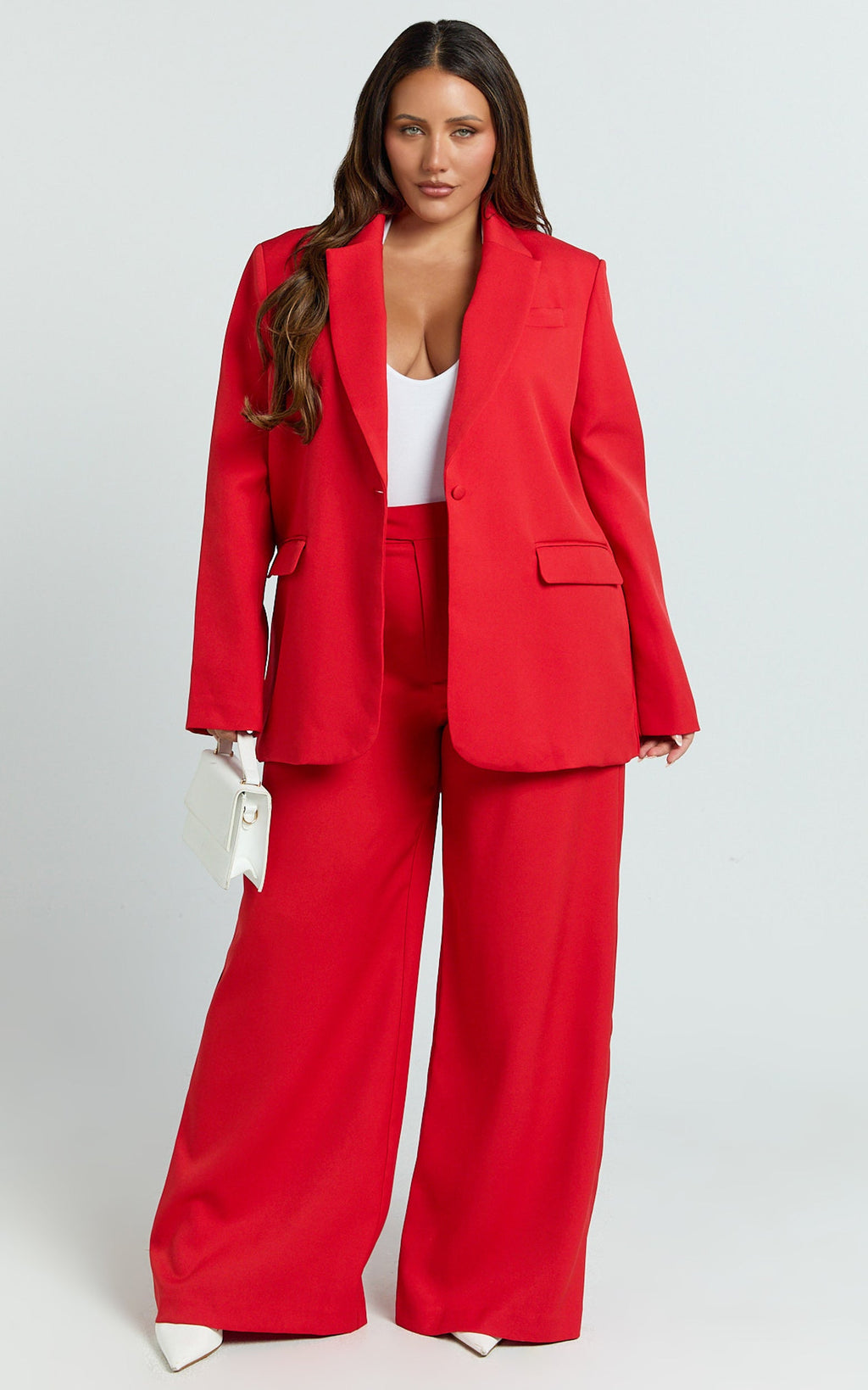 Selena Blazer - Oversized Single Breasted Blazer in Red