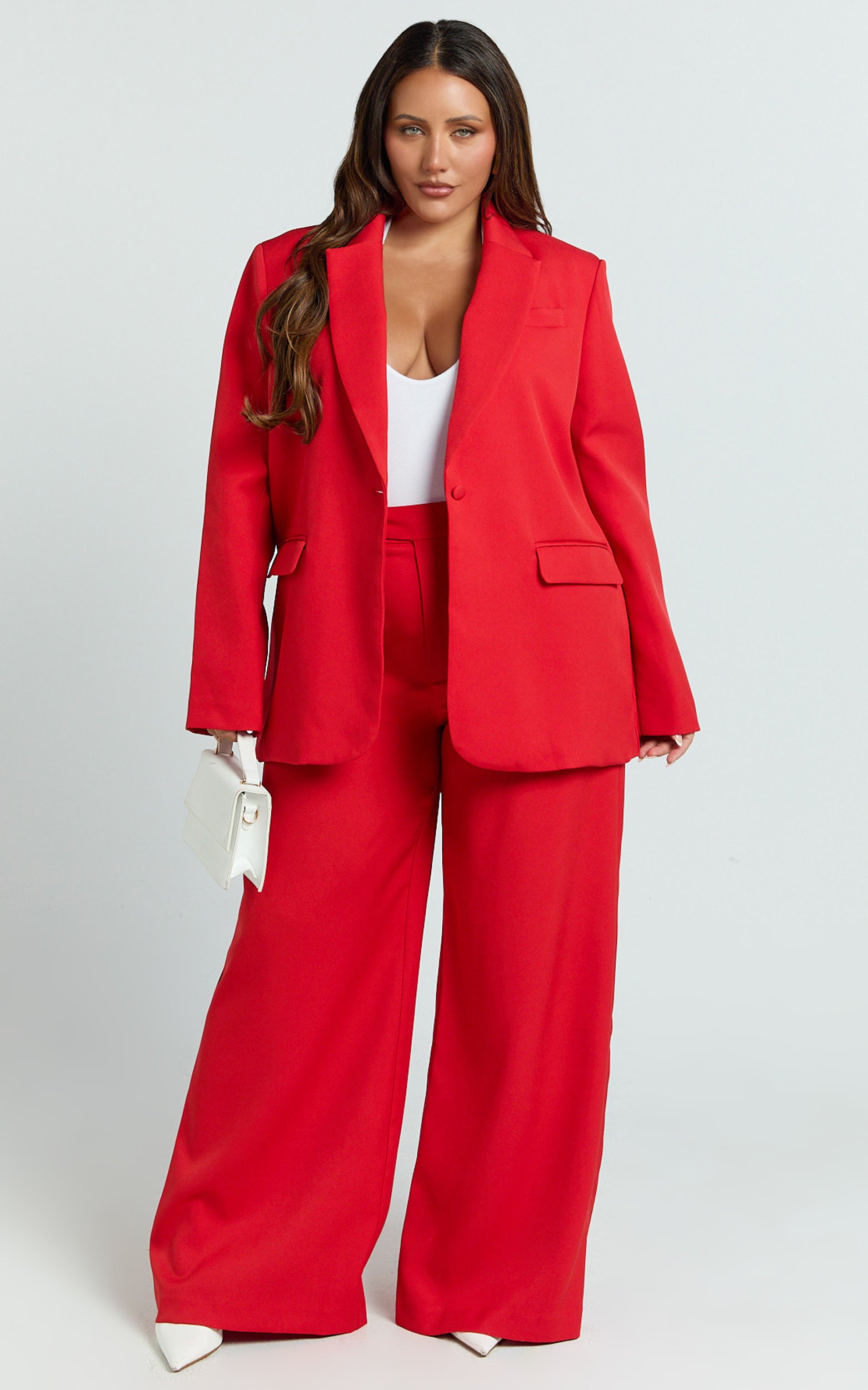 Selena Blazer - Oversized Single Breasted Blazer in Red