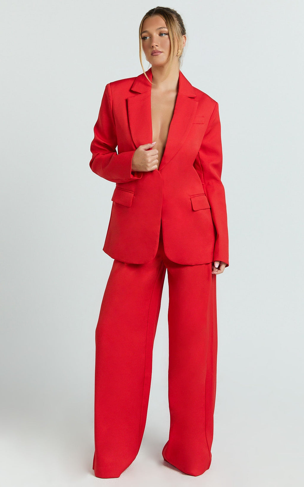 Selena Blazer - Oversized Single Breasted Blazer in Red