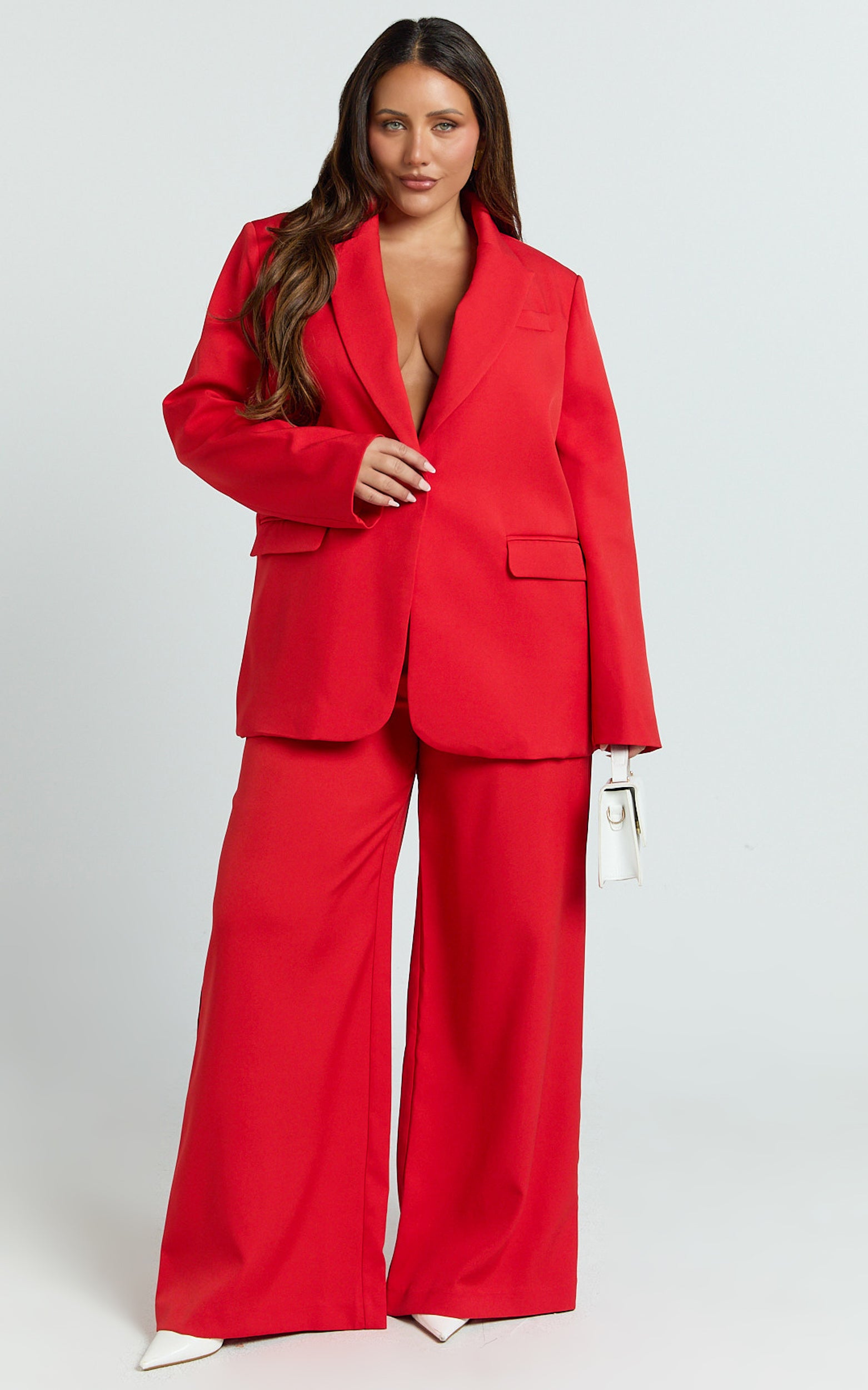 Selena Blazer - Oversized Single Breasted Blazer in Red