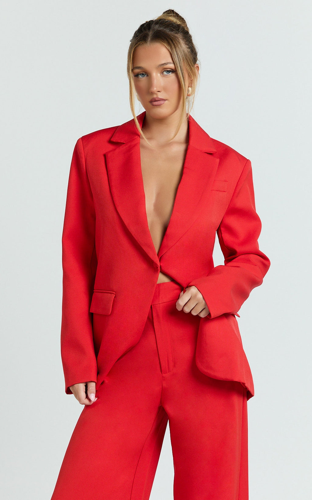 Selena Blazer - Oversized Single Breasted Blazer in Red