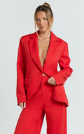 Selena Blazer - Oversized Single Breasted Blazer in Red