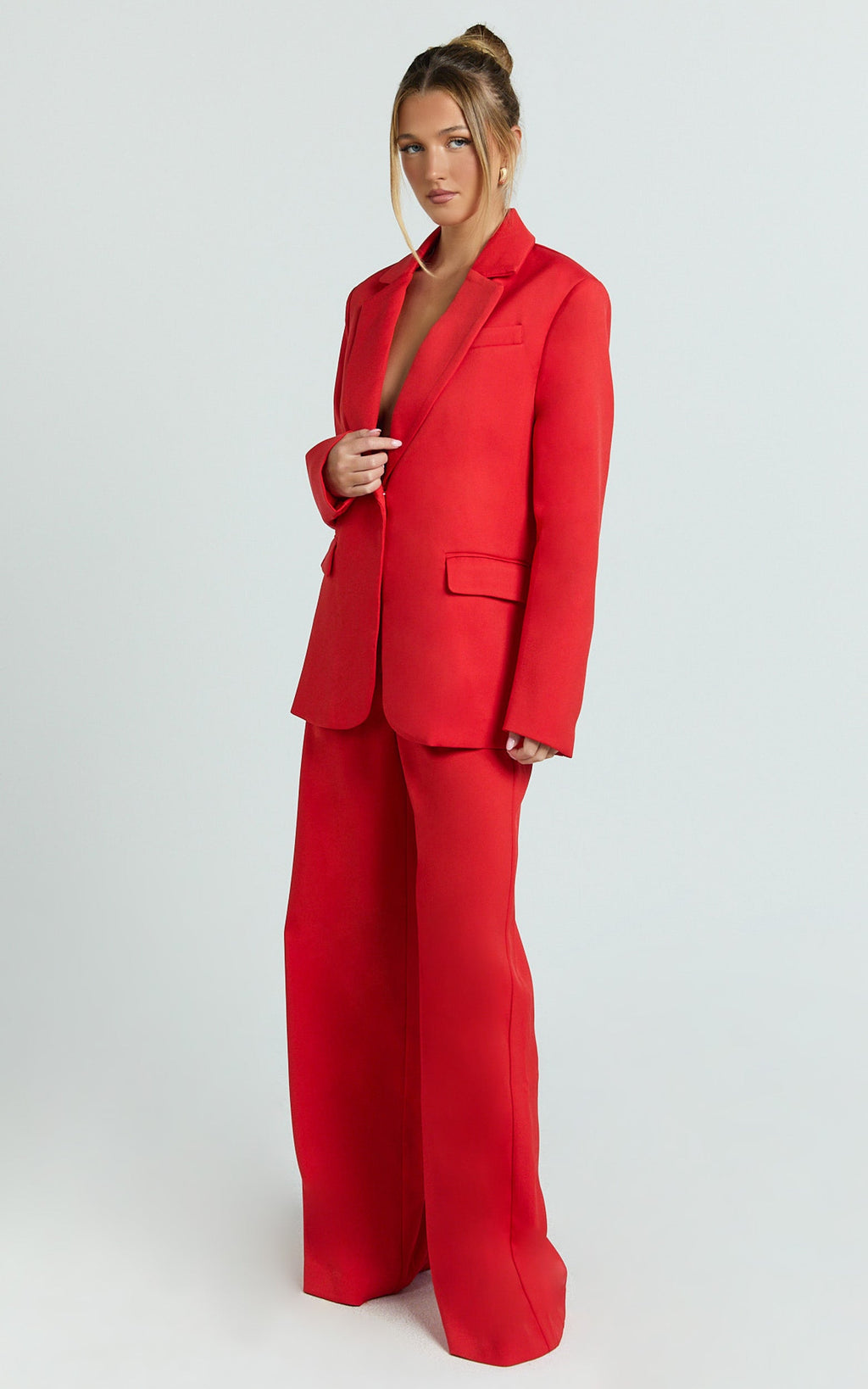 Selena Blazer - Oversized Single Breasted Blazer in Red