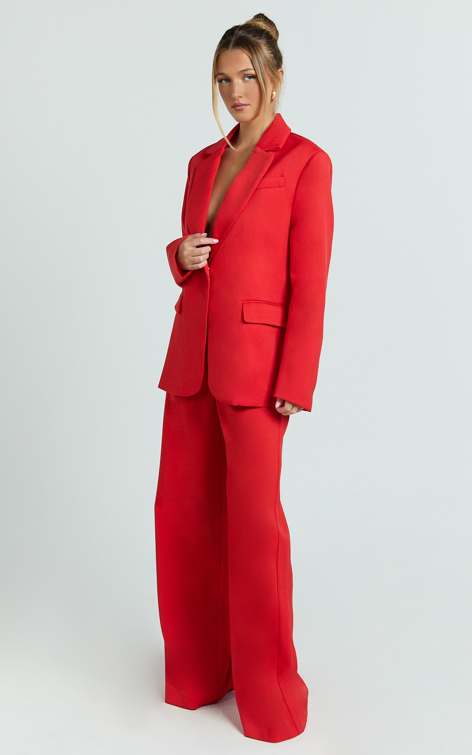 Selena Blazer - Oversized Single Breasted Blazer in Red