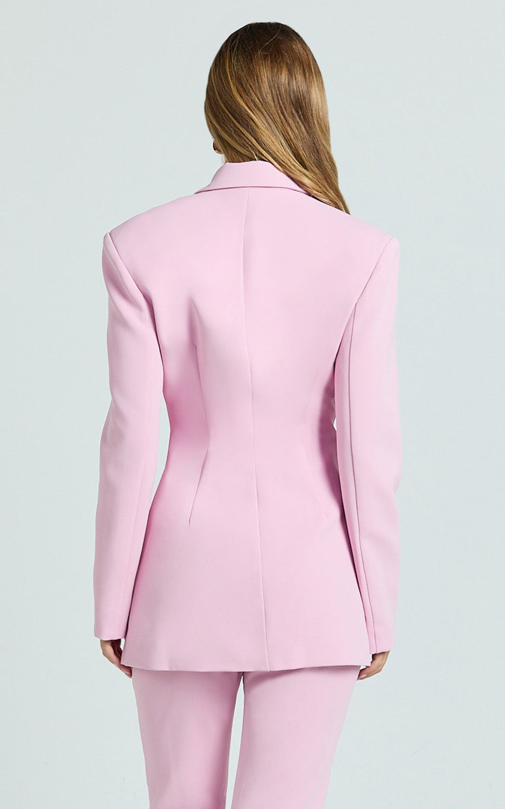 Seville Blazer -  Long Line Notched Lapel Blazer in Pink