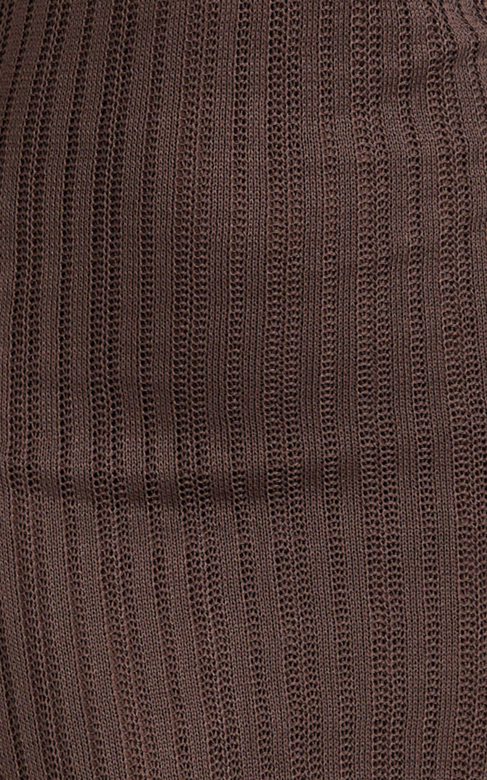 Shailene Maxi Dress - Chain Strap Scoop Neck Knitted Maxi Dress in Chocolate