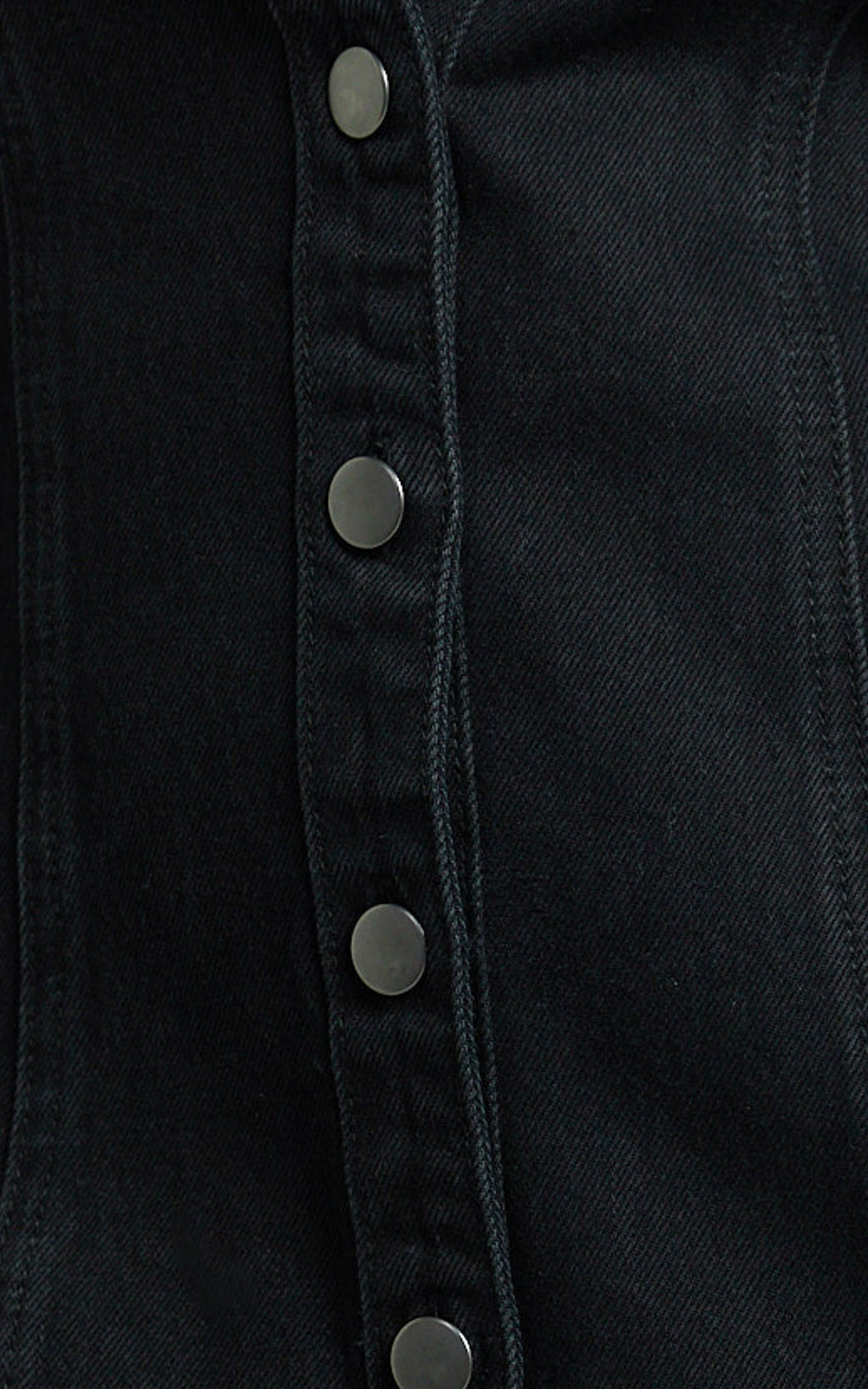 Shawn Mini Dress - Long Sleeve Button Down Denim Shirt Dress in Black