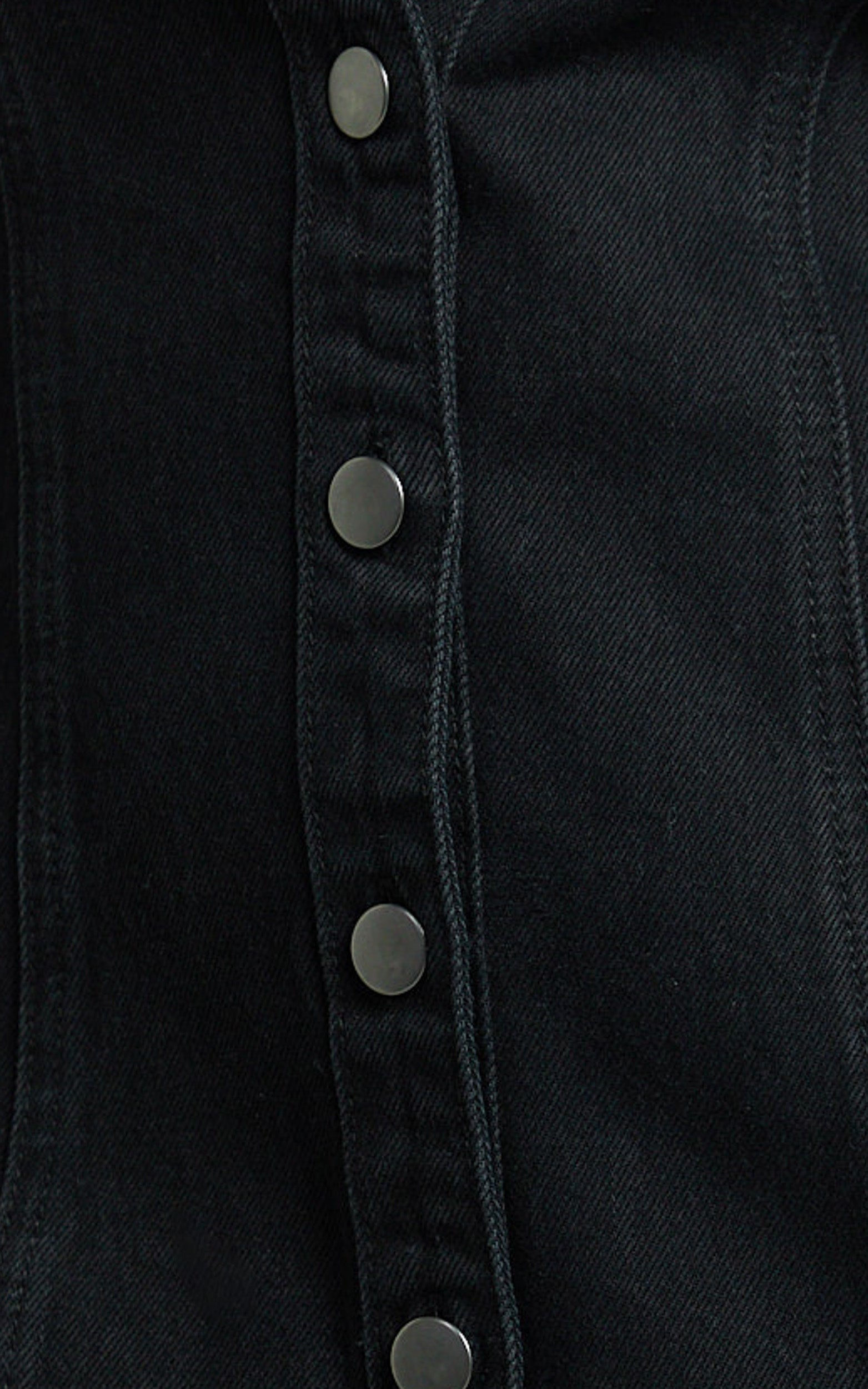 Shawn Mini Dress - Long Sleeve Button Down Denim Shirt Dress in Black