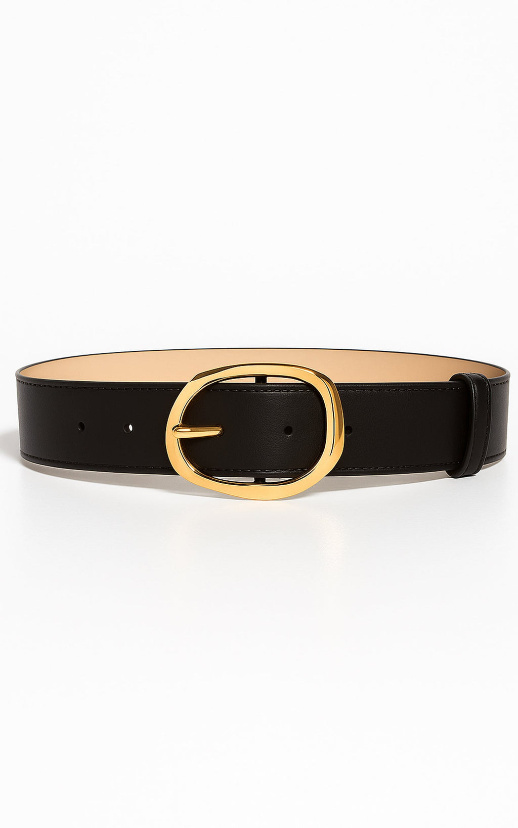 Shelley Belt - Oval Buckle Belt in Black