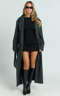 Silvena Coat - Oversized Longline Tailored Coat in Slate Grey