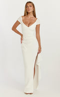 Skye Maxi Dress - V Shaped Neckline Short Sleeve Dress in White