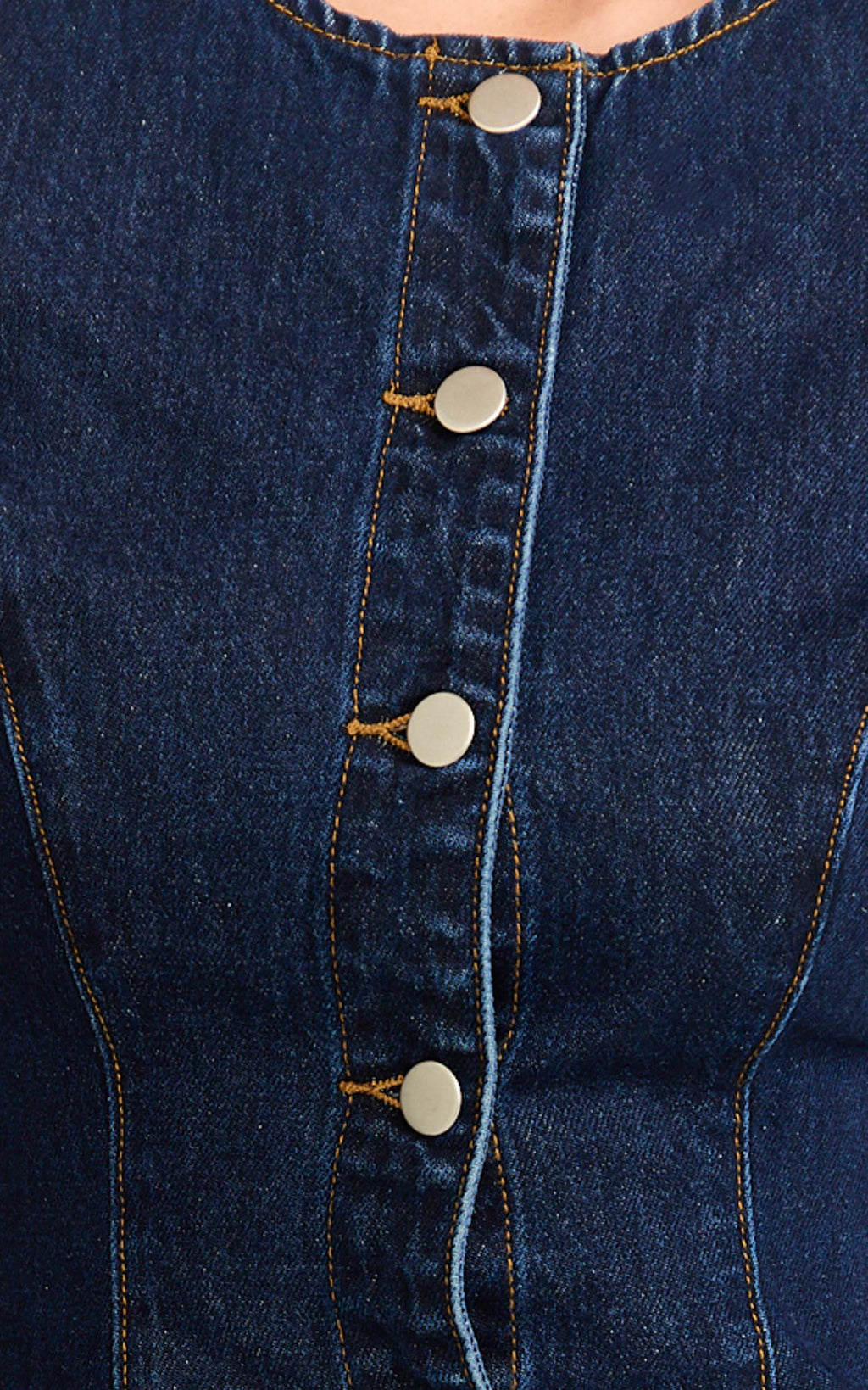 Sophie Top - Puff Sleeve Button Down Denim Top in Indigo