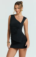 Sullivan Top - Sleeveless Asymmetrical Cut Out Top in Black
