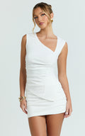 Sullivan Top - Sleeveless Asymmetrical Cut Out Top in Cream