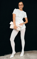 Clarabelle Two Piece Top and Shorts Set - Button Down Top and Mid Rise Micro Shorts Set in Off White