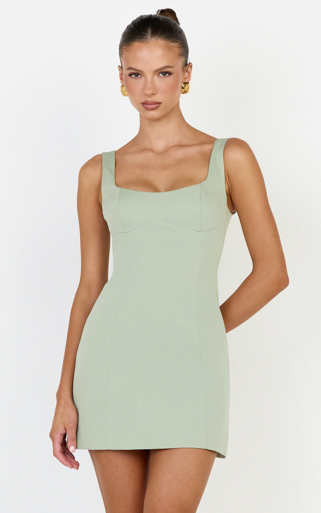 Zaria Mini Dress - Panel Dress in Sage