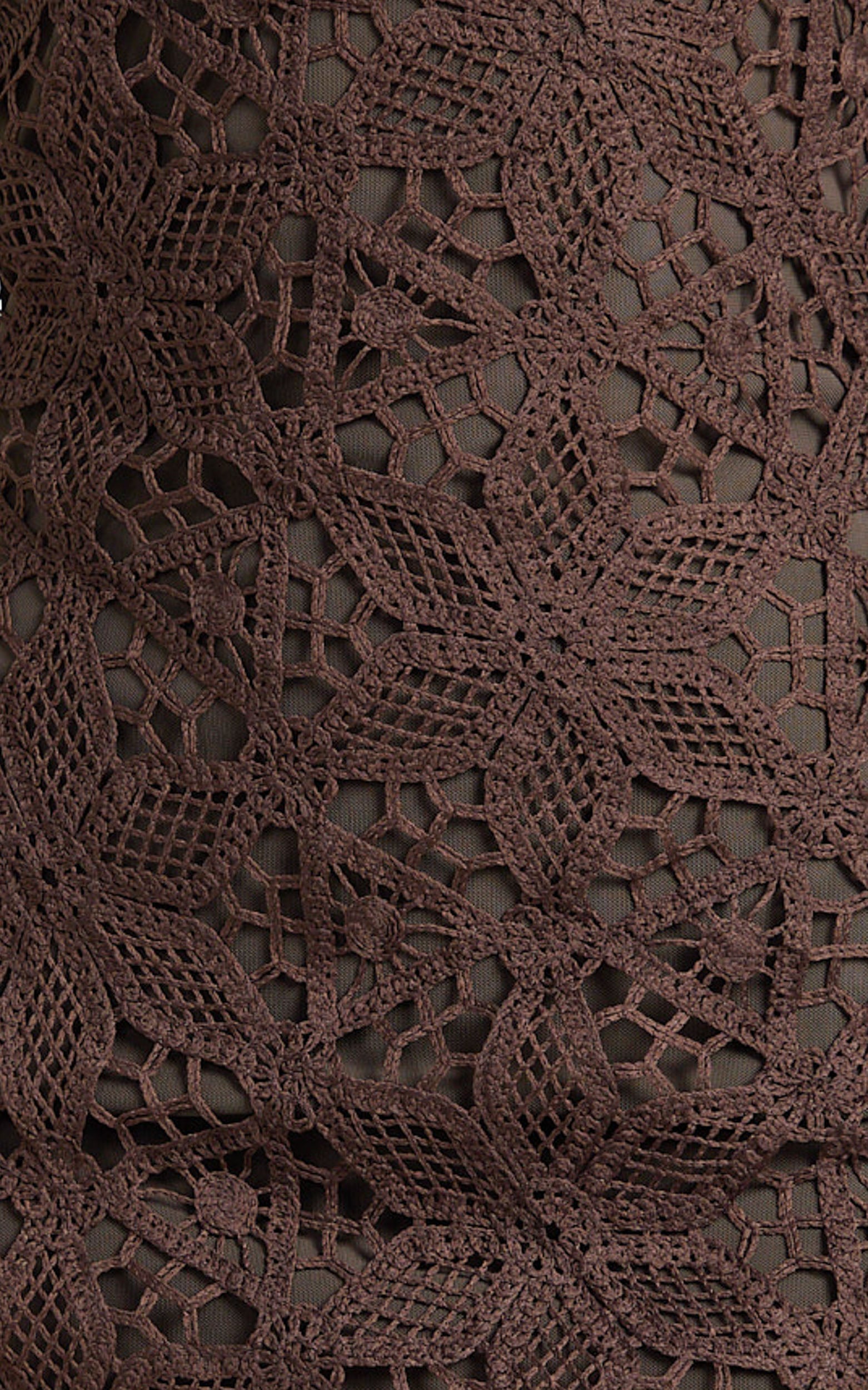 Tamika Mini Dress - Crochet Strapless Bodycon Dress in Chocolate