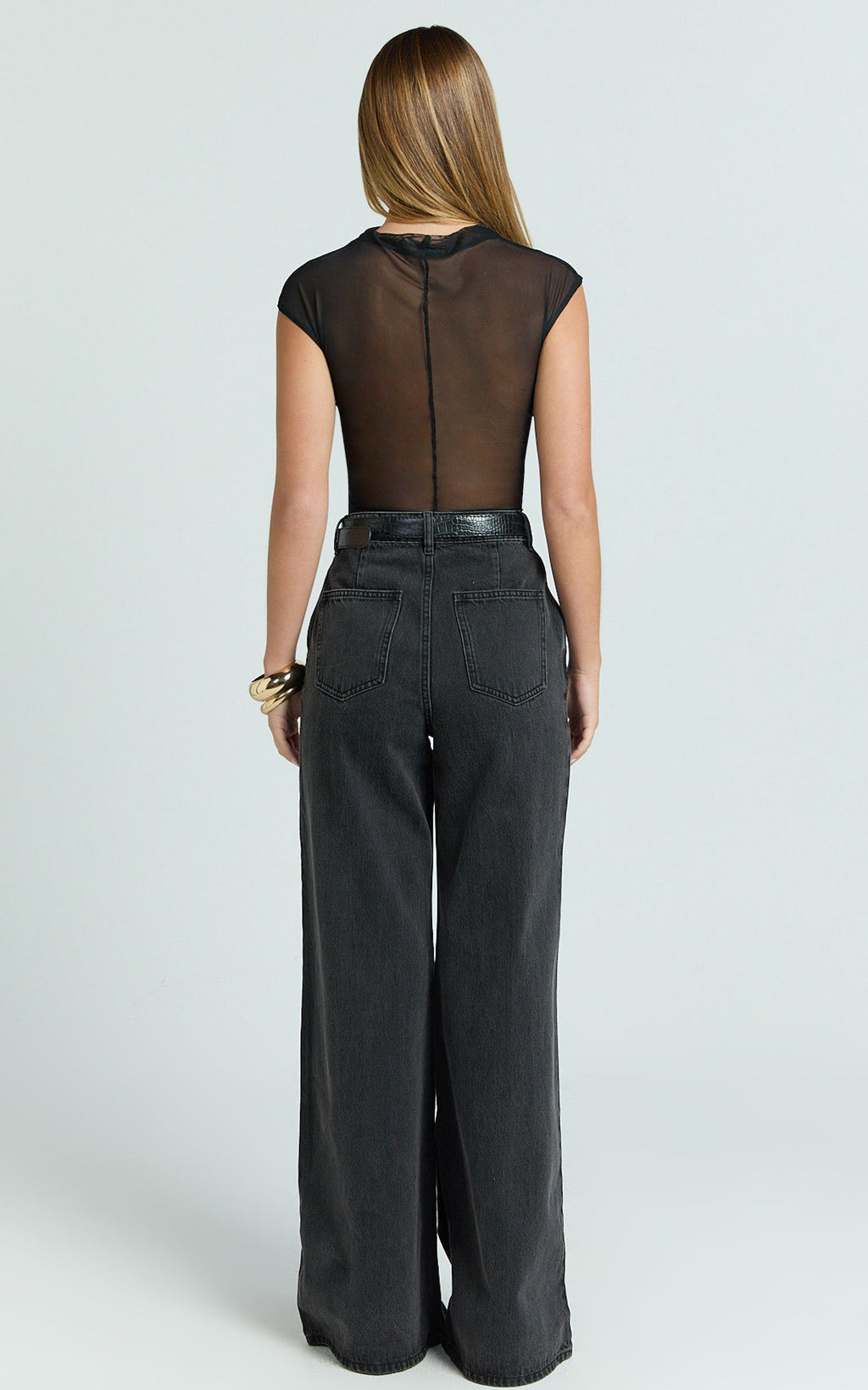 Therese Jeans - High Waist Wide Leg Flare Recycled Denim Jeans in Black