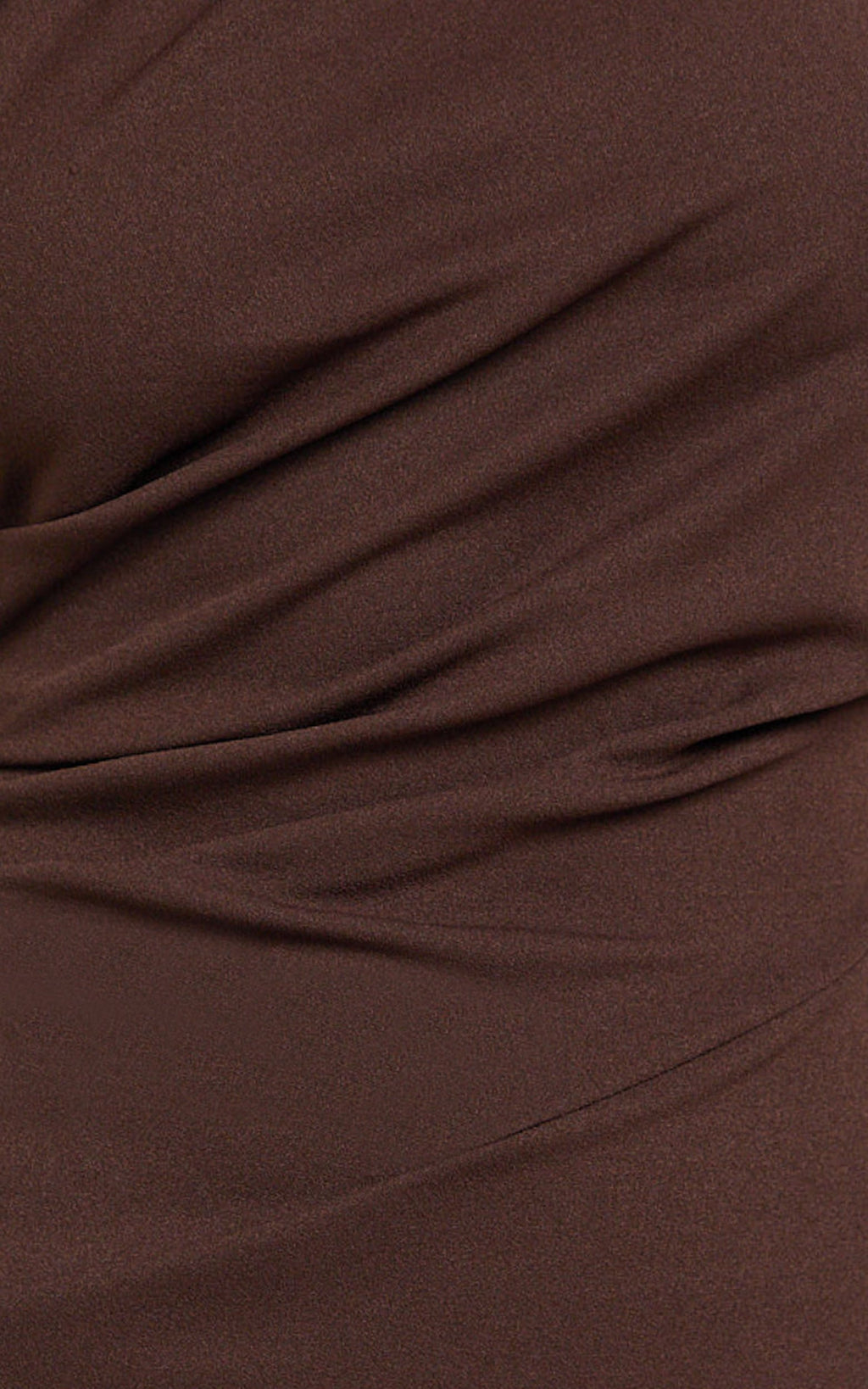 Visenta Midi Dress - Asymmetrical Sleeve Dress in Brown