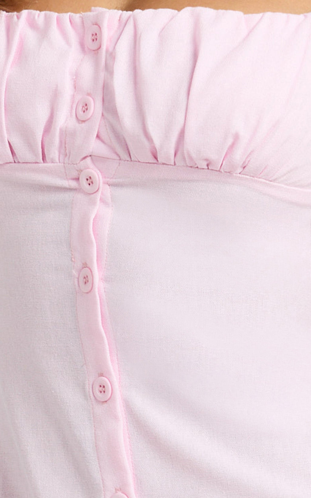 Welmina Midi Dress - Short Sleeve Placket Front Dress in Pale Pink