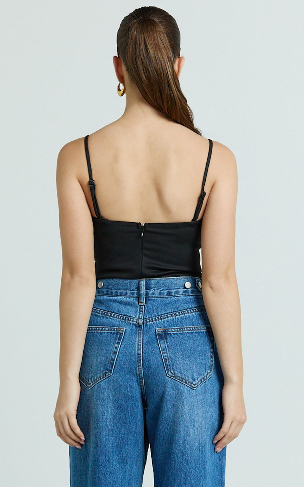Wenalyn Bodysuit - Removable Straps Balconette High Leg Bodysuit in Black