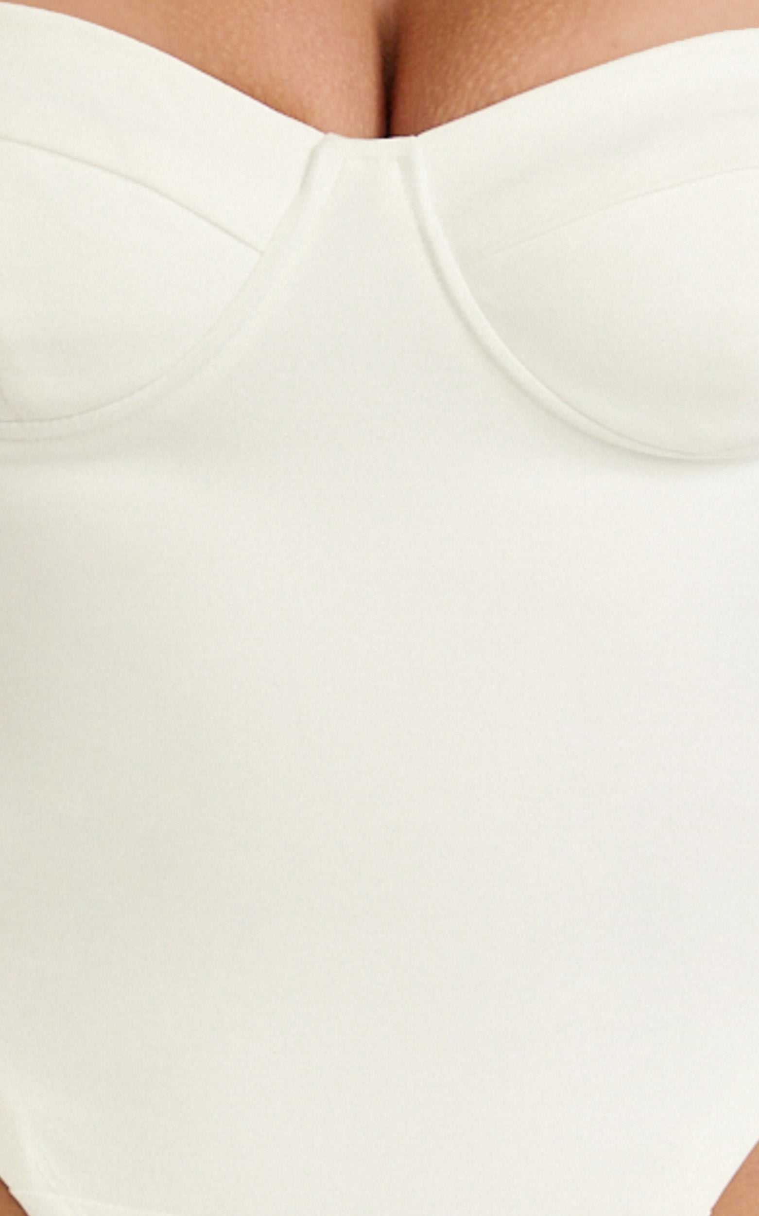 Wenalyn Bodysuit - Removable Straps Balconette High Leg Bodysuit in Cream