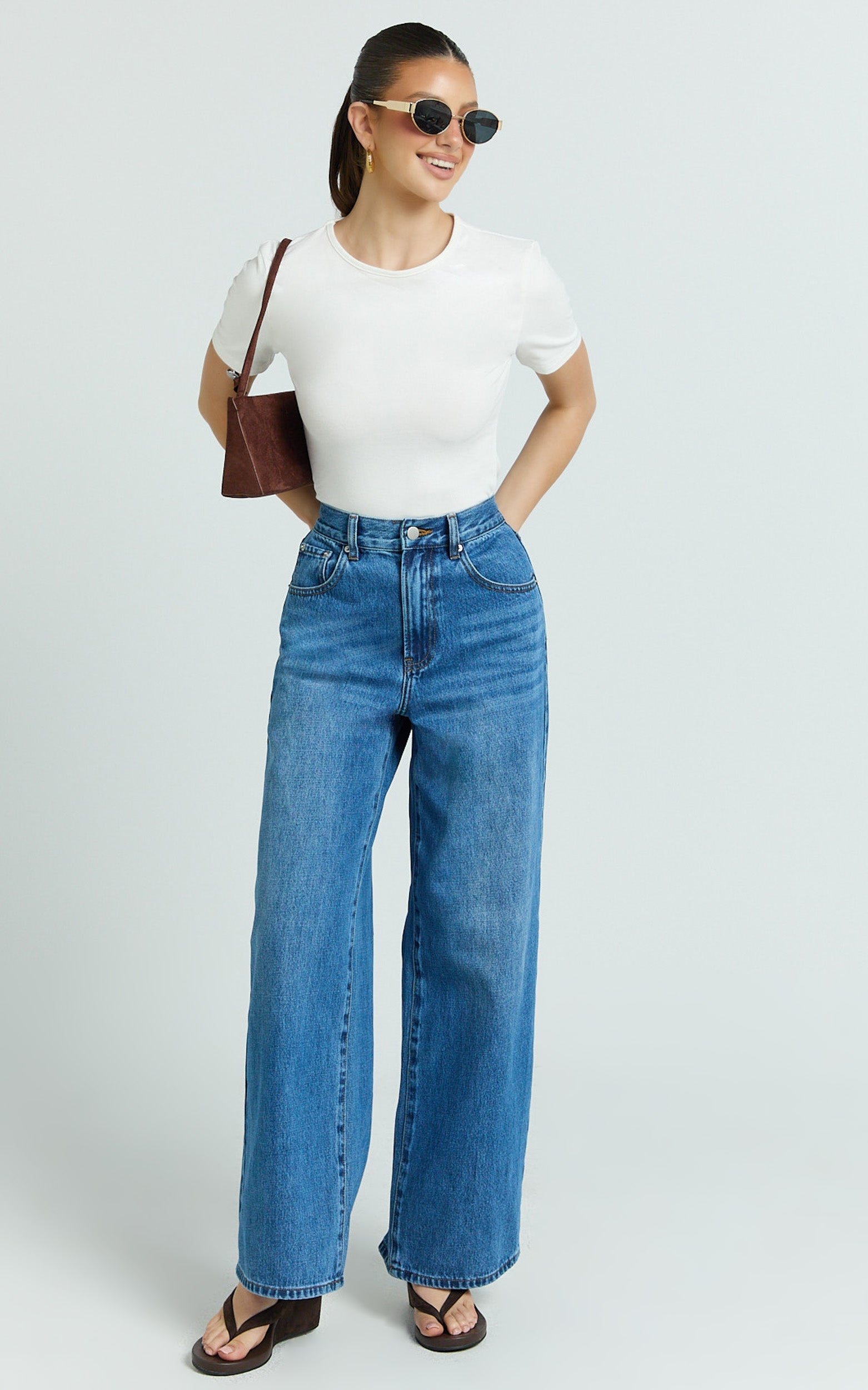 Whitney Tee Shirt - High Crew Neck in White