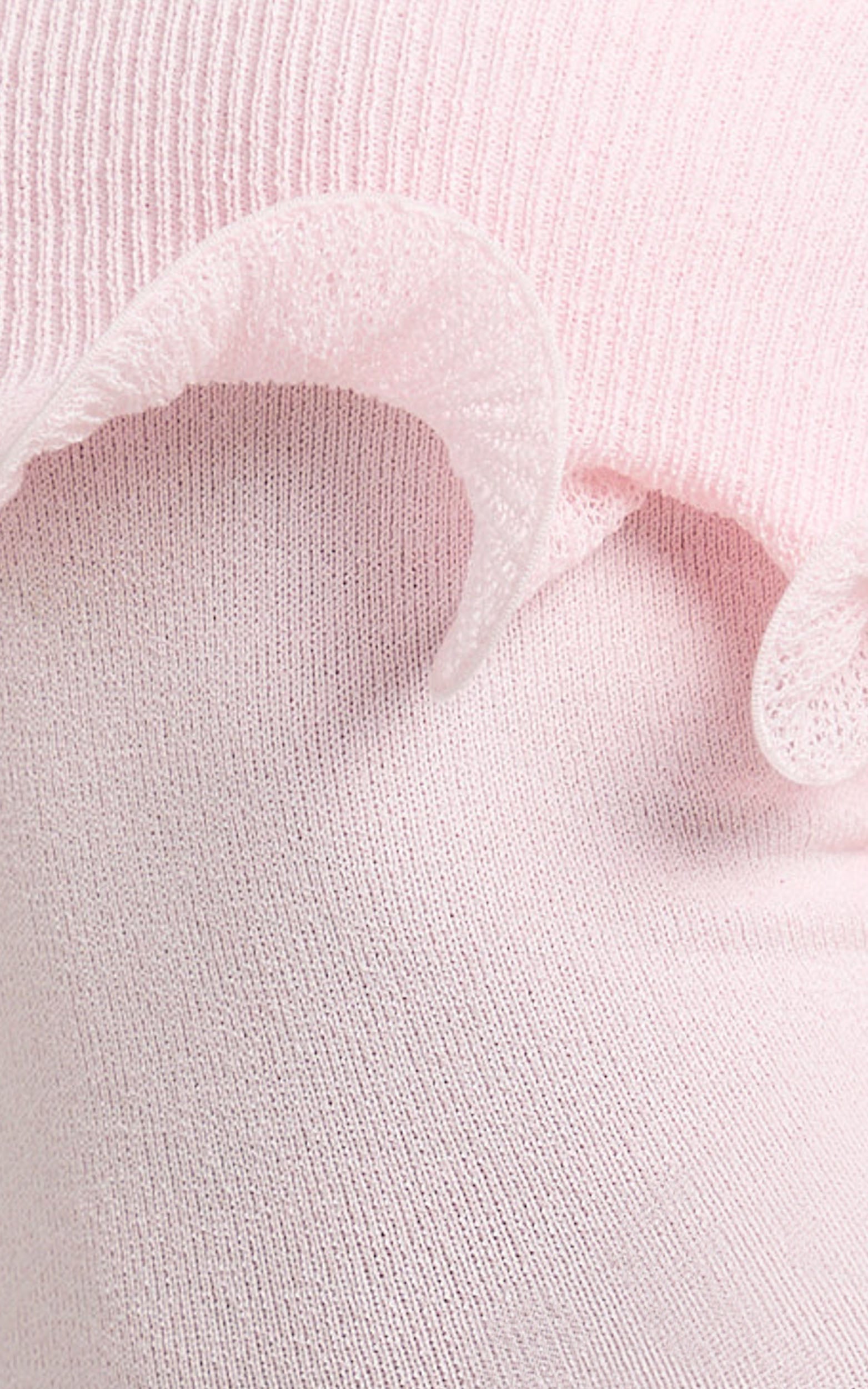Winnie Maxi Dress - Off Shoulder Frilled Hem Knitted Dress in Baby Pink